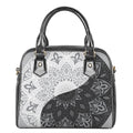 Black And White Yin Yang Mandala Print Shoulder Handbag