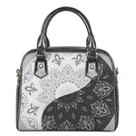 Black And White Yin Yang Mandala Print Shoulder Handbag