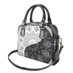 Black And White Yin Yang Mandala Print Shoulder Handbag