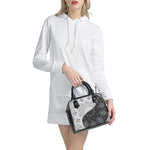 Black And White Yin Yang Mandala Print Shoulder Handbag