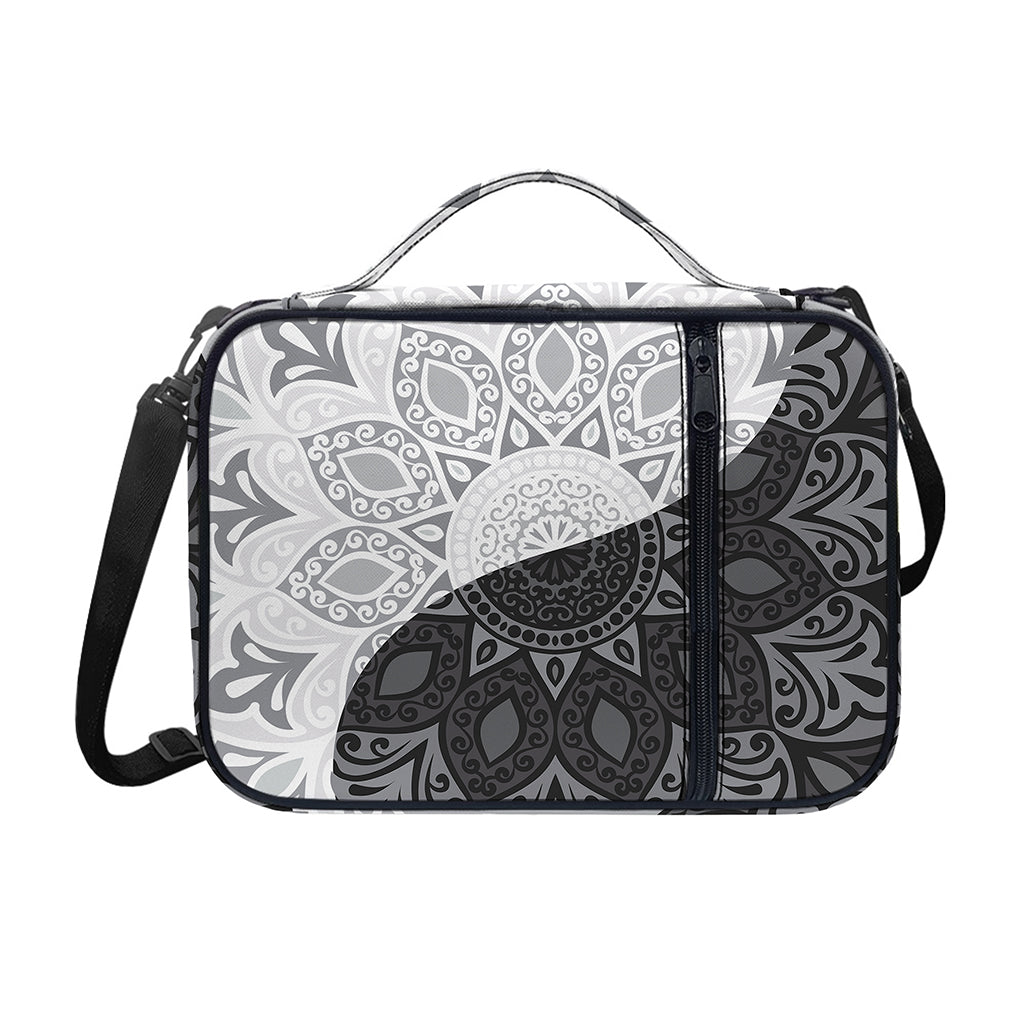 Black And White Yin Yang Mandala Print Shoulder Strap Bible Bag