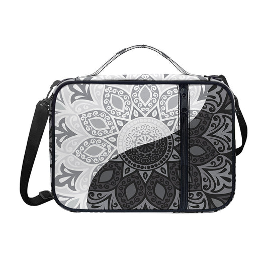 Black And White Yin Yang Mandala Print Shoulder Strap Bible Bag