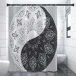 Black And White Yin Yang Mandala Print Shower Curtain