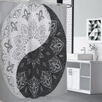Black And White Yin Yang Mandala Print Shower Curtain