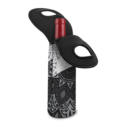Black And White Yin Yang Mandala Print Single Neoprene Wine Tote