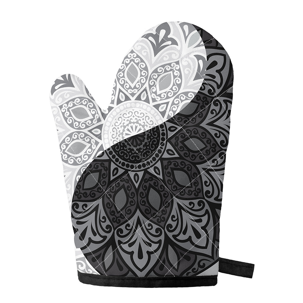 Black And White Yin Yang Mandala Print Single Oven Mitt