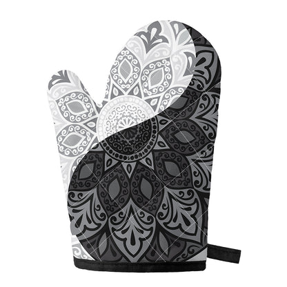 Black And White Yin Yang Mandala Print Single Oven Mitt