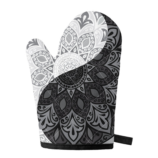 Black And White Yin Yang Mandala Print Single Oven Mitt