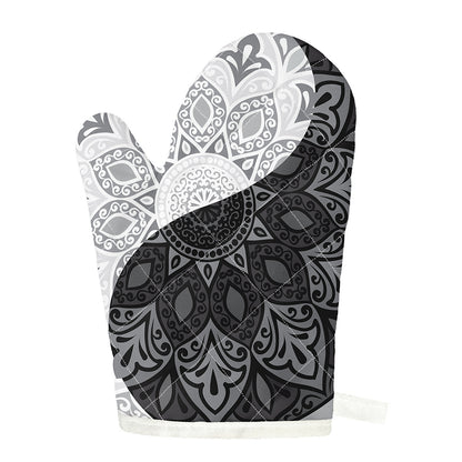 Black And White Yin Yang Mandala Print Single Oven Mitt