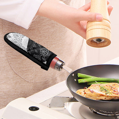 Black And White Yin Yang Mandala Print Skillet Handle Cover