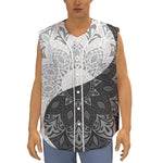 Black And White Yin Yang Mandala Print Sleeveless Baseball Jersey