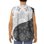Black And White Yin Yang Mandala Print Sleeveless Baseball Jersey