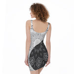 Black And White Yin Yang Mandala Print Sleeveless Bodycon Dress