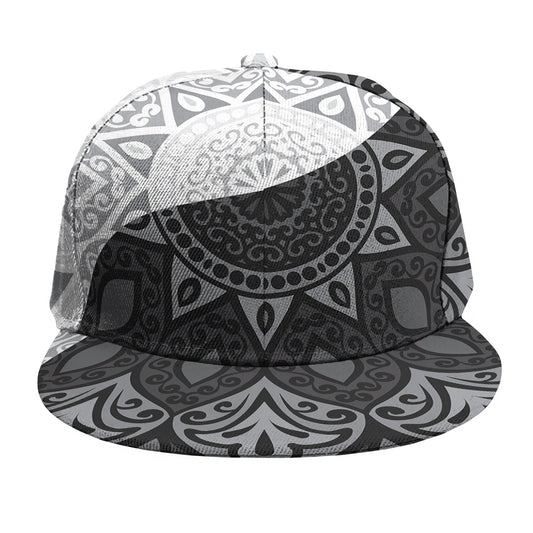 Black And White Yin Yang Mandala Print Snapback Cap