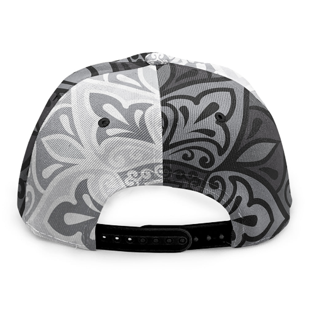Black And White Yin Yang Mandala Print Snapback Cap