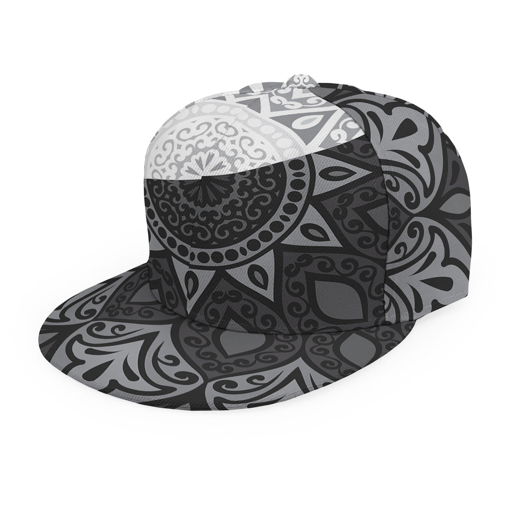 Black And White Yin Yang Mandala Print Snapback Cap