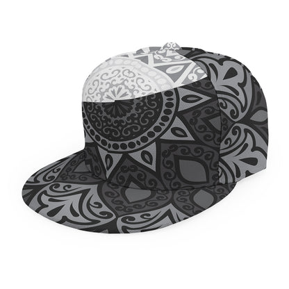 Black And White Yin Yang Mandala Print Snapback Cap