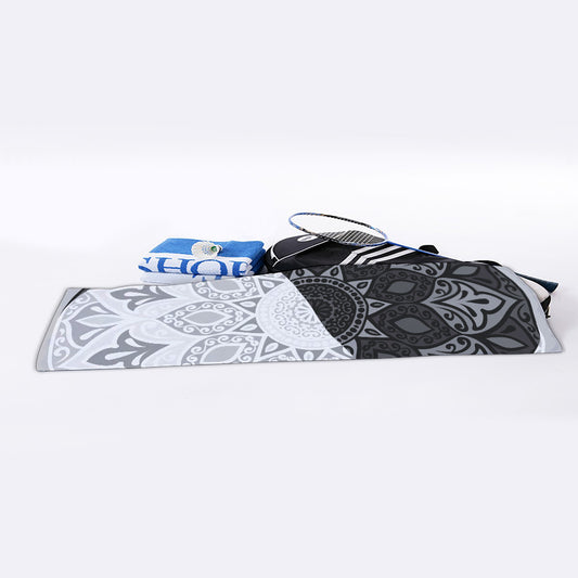 Black And White Yin Yang Mandala Print Sports Towel