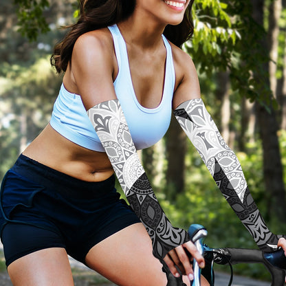 Black And White Yin Yang Mandala Print Sun Protection Arm Sleeves