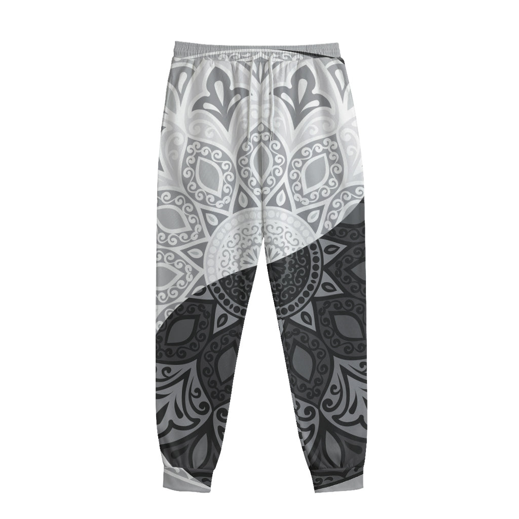 Black And White Yin Yang Mandala Print Sweatpants
