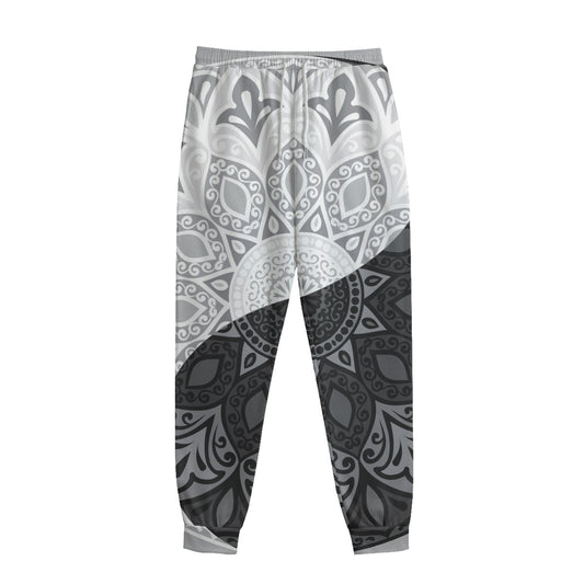 Black And White Yin Yang Mandala Print Sweatpants