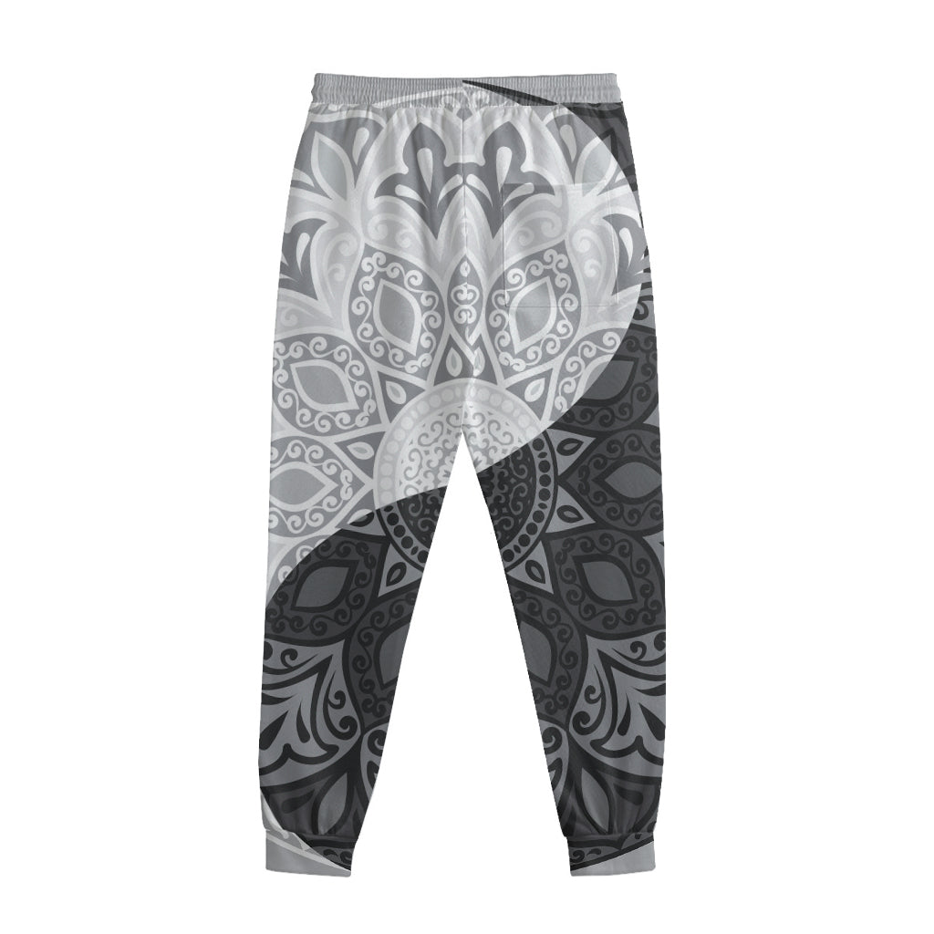 Black And White Yin Yang Mandala Print Sweatpants