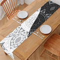 Black And White Yin Yang Mandala Print Table Runner