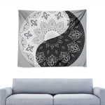 Black And White Yin Yang Mandala Print Tapestry