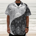 Black And White Yin Yang Mandala Print Textured Short Sleeve Shirt