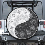 Black And White Yin Yang Mandala Print Tire Cover