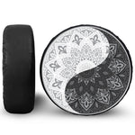 Black And White Yin Yang Mandala Print Tire Cover