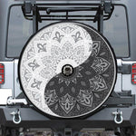 Black And White Yin Yang Mandala Print Tire Cover With Camera Hole