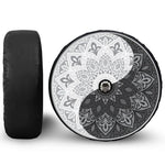 Black And White Yin Yang Mandala Print Tire Cover With Camera Hole