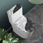 Black And White Yin Yang Mandala Print Toilet Lid And Tank Cover Set