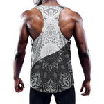 Black And White Yin Yang Mandala Print Training Tank Top