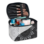 Black And White Yin Yang Mandala Print Travel Makeup Bag