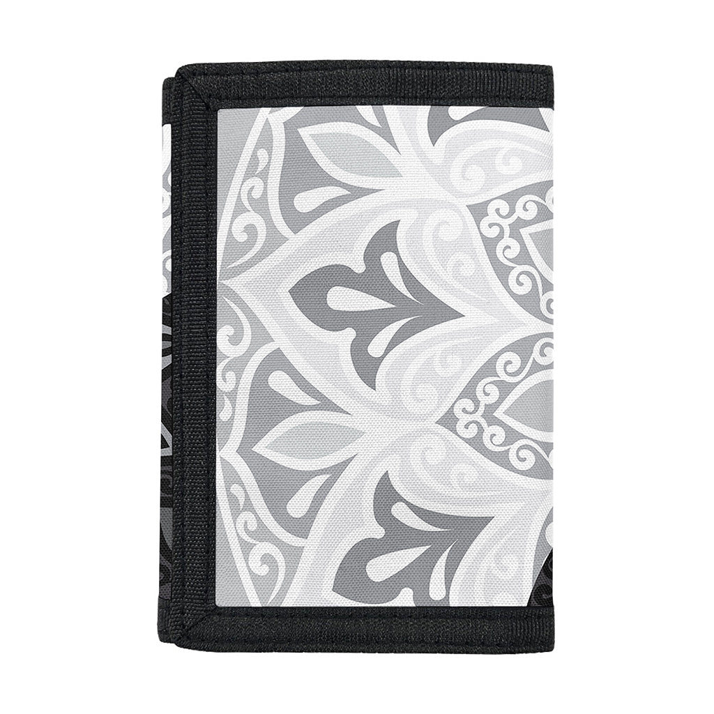 Black And White Yin Yang Mandala Print Trifold Wallet
