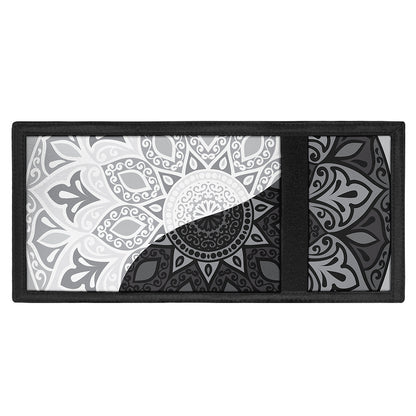 Black And White Yin Yang Mandala Print Trifold Wallet