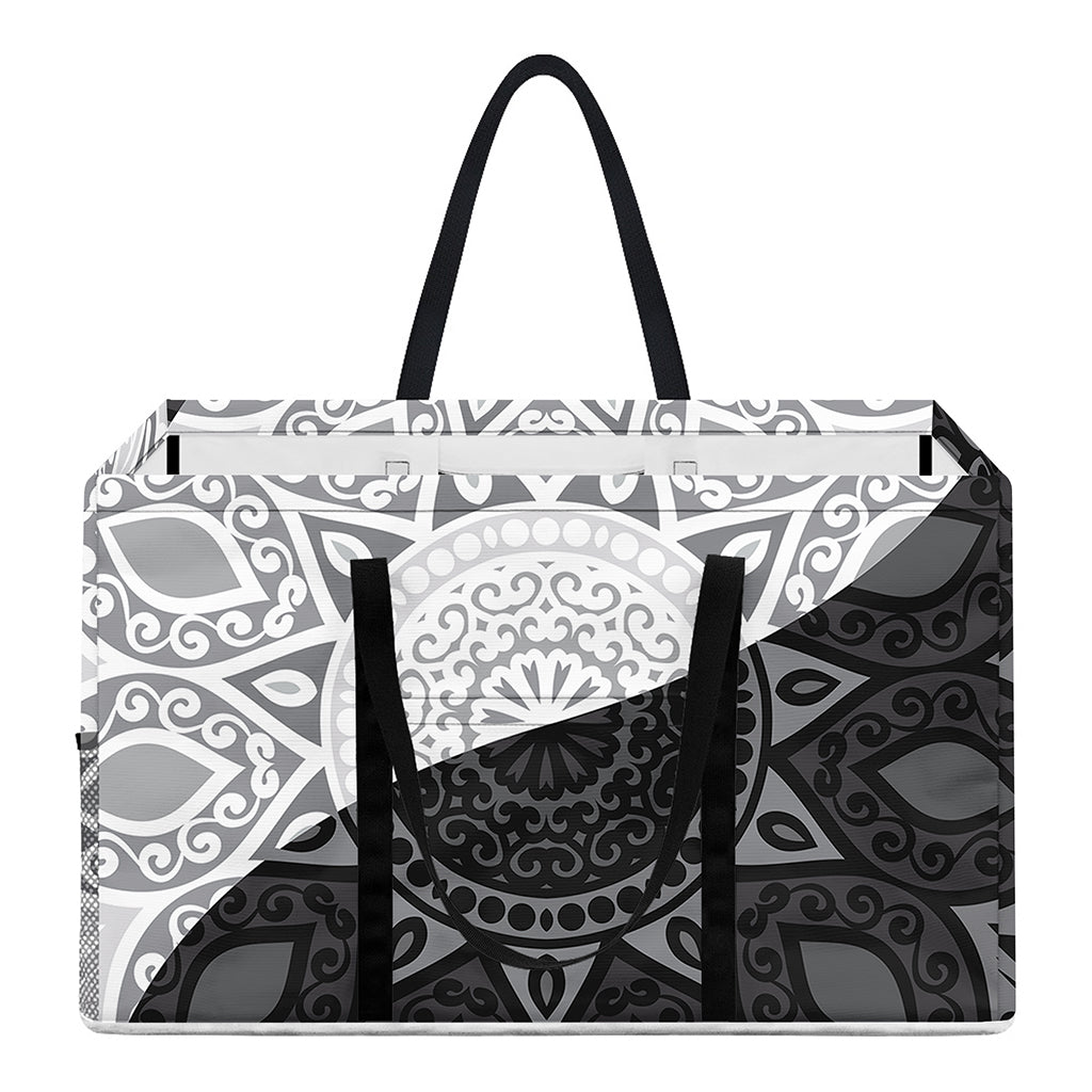 Black And White Yin Yang Mandala Print Utility Tote Bag
