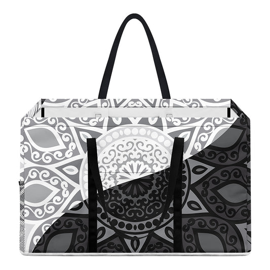 Black And White Yin Yang Mandala Print Utility Tote Bag