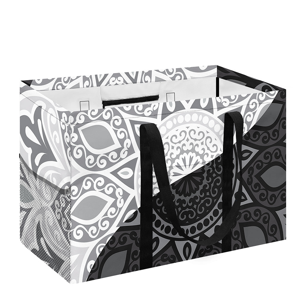 Black And White Yin Yang Mandala Print Utility Tote Bag