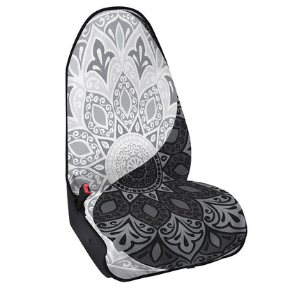 Black And White Yin Yang Mandala Print Waterproof Car Seat Cover