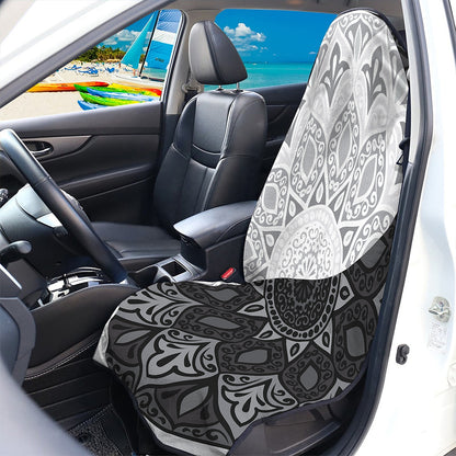 Black And White Yin Yang Mandala Print Waterproof Car Seat Cover
