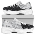 Black And White Yin Yang Mandala Print White Chunky Shoes