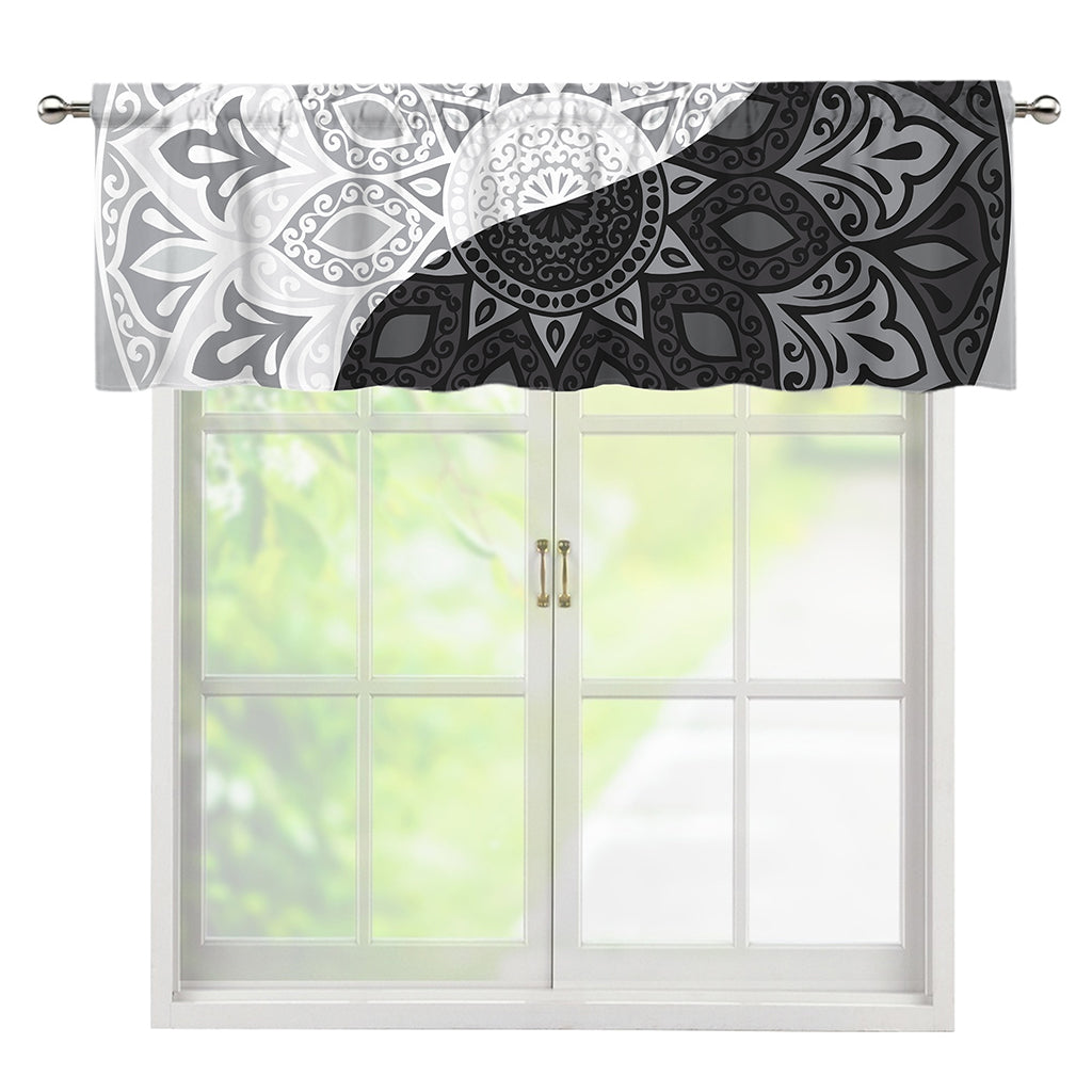 Black And White Yin Yang Mandala Print Window Valance