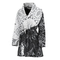 Black And White Yin Yang Mandala Print Women's Bathrobe