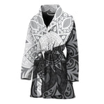 Black And White Yin Yang Mandala Print Women's Bathrobe