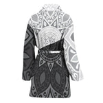Black And White Yin Yang Mandala Print Women's Bathrobe