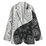 Black And White Yin Yang Mandala Print Women's Blazer