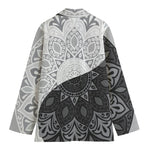 Black And White Yin Yang Mandala Print Women's Blazer